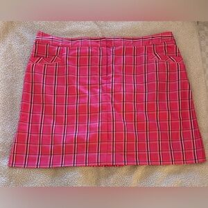IZOD XFG Womens Golf Skort Stretch Pink/Black/White Plaid Pockets Lined 16